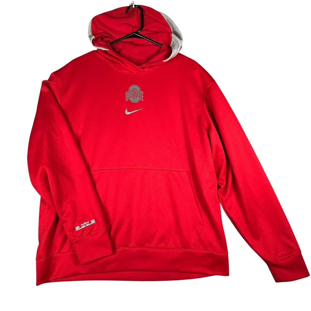 Nike Ohio State Buckeyes Dri Fit Hoodie Red Men's‎ Size L Center Swoosh
